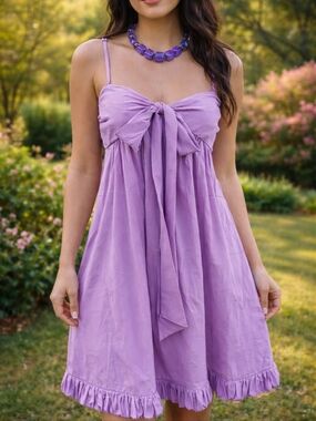 Sleeveless Lavender Bow-Front Sundress